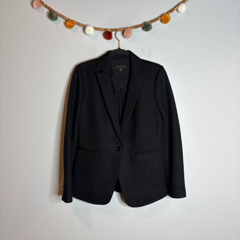Ann Taylor black wool blend single button blazer jacket